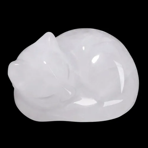 Miniatura 19 de LAIDANLA Estatua de gato dormido de obsidiana negra, cristales curativos tallados a mano, bonita escultura de figura de gatito de 1.6 pulgadas
