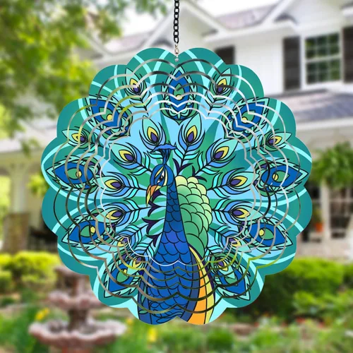 Hilanderos de viento de metal de pavo real - Regalos para mujeres, mamá, abuela, esposa, hilandero de viento colgante para decoraciones de interior