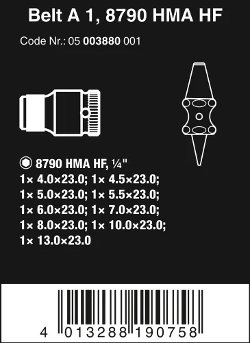 Miniatura 2 de Wera Belt 1 Zyklop 1/4" Juego de llaves de tubo con función de retención métrica 05003880001
