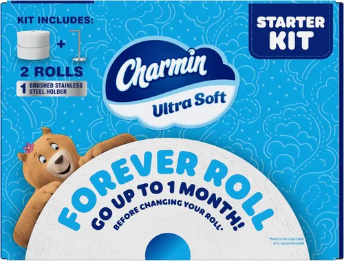 Miniatura 15 de Charmin Papel higiénico ultra suave, kit de iniciación Forever Roll, 1 soporte, 2 rollos, papel de baño de 2 capas