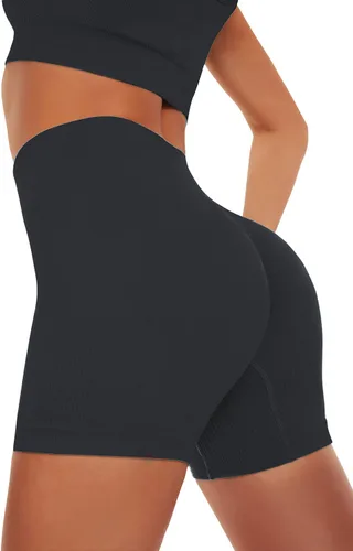 Miniatura 5 de JOYSPELS Conjuntos de entrenamiento para mujer, 2 piezas, sin costuras, acanalados, cintura alta, levantamiento de glúteos, con brasier deportivo