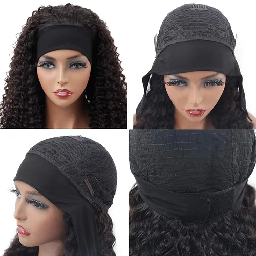 Miniatura 3 de XSY: Peluca de diadema de cabello humano de onda profunda sin pegamento, sin encaje frontal, peluca de diadema rizada, lista para usar y llevar