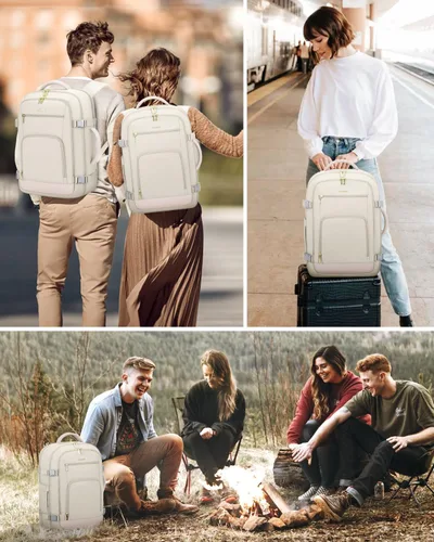 Miniatura 9 de LOVEVOOK Mochila de viaje para mujer y hombre, Beige, Mochilas de viaje