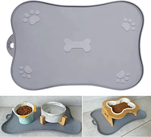 Tapete de silicona para comida para gatos, tapete impermeable para alimentación de mascotas para cuenco de agua y alimentos, bonito tapete de goma