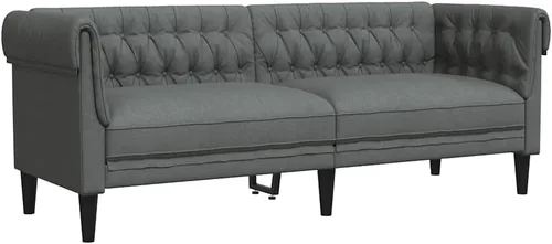 Miniatura 9 de vidaXL Sofá Chesterfield de 3 plazas, sofá tapizado con brazos enrollados, sofá Chesterfield, sofá para sala de estar, estilo moderno, tela marrón