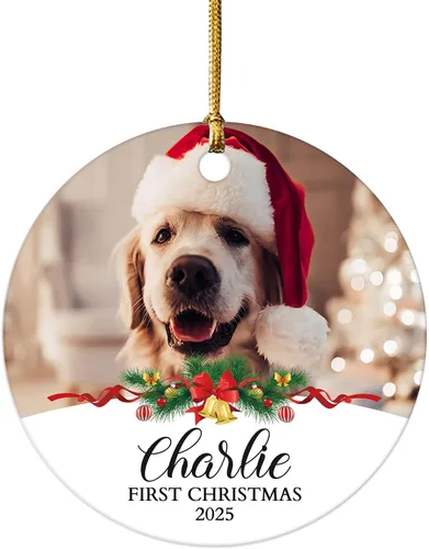 Miniatura 14 de Impreso en EE. UU. Adornos de Navidad personalizados con foto de perro, adorno de árbol de Navidad con nombre y foto de cachorro personalizados
