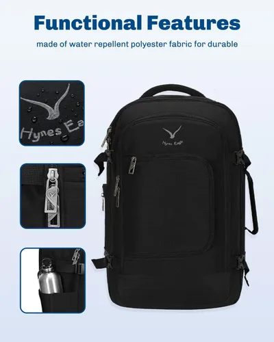 Miniatura 4 de Hynes Eagle Mochila de viaje 40L aprobada para vuelo, mochila de mano para hombre, gran cabina, fin de semana, mochila para computadora portátil