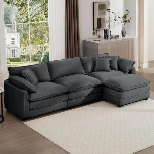 Miniatura 33 de Aoowow Sofá de dos plazas de pana, modernos sofás de nube de 2 plazas para sala de estar, sofás modulares de nube seccionales con asiento profundo