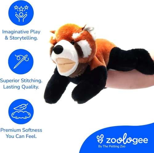 Miniatura 4 de The Petting Zoo Marioneta de mano de panda rojo, regalo para niños, animales de marioneta, panda rojo, juguete de peluche interactivo de 16 pulgadas