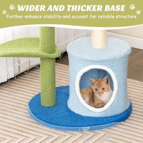 Miniatura 6 de Tangkula Bonito árbol para gatos, torre para gatos de flores con poste rascador de sisal, perca en forma de hoja de felpa, condominio espacioso