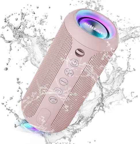 Miniatura 14 de Ortizan - Parlante Bluetooth 5.3, inalámbrico, impermeable IPX7, sonido estéreo de 24 W, graves profundos, luces RGB, emparejamiento doble, 30 horas