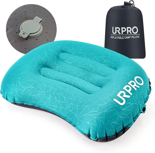 Miniatura 8 de Almohada inflable ultraligera de viaje para campamento, compresible, compacta, cómoda, ergonómica, para cuello y campamento de apoyo lumbar, Negro