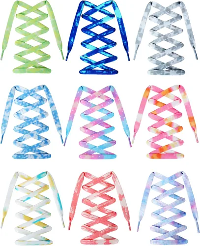 WHQXFDZ 9 pares de cordones de teñido anudado, colores degradados, cordones para zapatos deportivos, botas, tenis, patines, Color