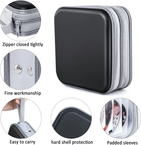 Miniatura 2 de Estuche para CD/DVD, 48 Capacidad, Negro, Plástico, Portátil, Ligero