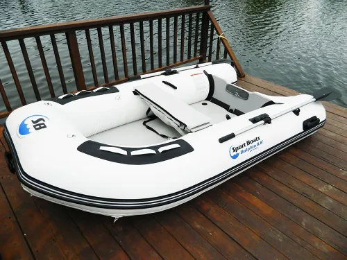Miniatura 4 de Dolphin - Barco de pesca de 8.8 pies con PVC soldado con calor duradero - Barco inflable fácil de instalar y ligero - Compatibilidad con motor de 10