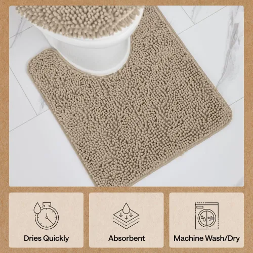 Miniatura 321 de Gorilla Grip - Tapete de baño de felpilla gruesa, suave y absorbente, secado rápido, de microfibra, con reverso de caucho, para piso de ducha, Nube