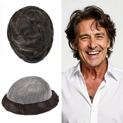 Miniatura 13 de LYRICAL HAIR Sistema de reemplazo de cabello para hombre, tupé de piel fina de polietileno, todo tipo de pieza de poliuretano para hombres, pieza