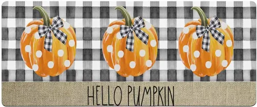 Miniatura 7 de Tapete de baño con diseño de calabaza a cuadros para bañera, antideslizante, de secado rápido y absorbente, con tierra de diatomeas, para fregadero