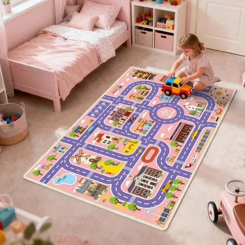 Miniatura 9 de Alfombra de juego para niños, alfombra educativa de 31 x 48 pulgadas, alfombra antideslizante de la vida urbana, alfombra de aprendizaje para niños