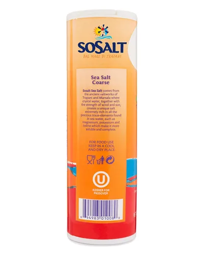Miniatura 2 de SOSALT DAL MARE DI TRAPANI - Sal marina gruesa, 750 gm (26.5 oz) Sun-dried Sicilian Sea Salt on the Salt Flats of Trapani Siciliy, Shaker, SoSalt