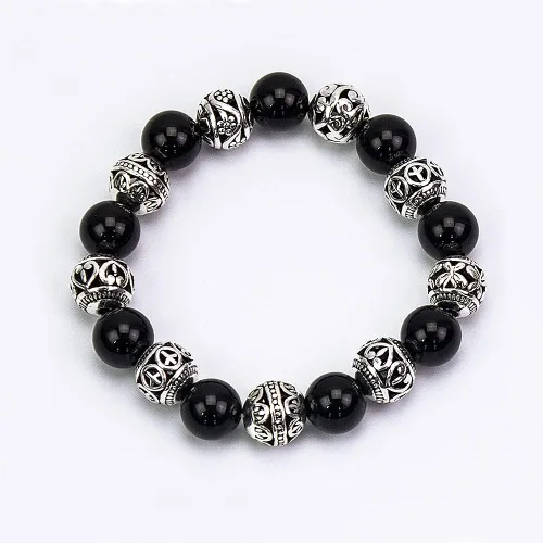 Miniatura 3 de (TM) 0.394 in 40 piezas de plata tibetana redonda hueco espaciador encanto abalorios joyería hallazgos mezcla lote caja conjunto surtido