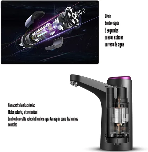 Miniatura 3 de Sistema de bomba dispensadora de botella de agua de 5 galones, bomba de agua potable automática con carga USB, dispensador de agua eléctrica Verde