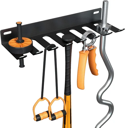 Estante de almacenamiento para gimnasio de montaje en pared, organizador de entrenamiento de acero de aleación resistente con mosquetones, soporte