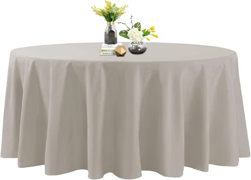 Miniatura 78 de Mantel de poliéster lavable de 90 pulgadas, resistente a las manchas y a las arrugas, mantel decorativo para mesa de comedor, fiestas de bufé y Negro