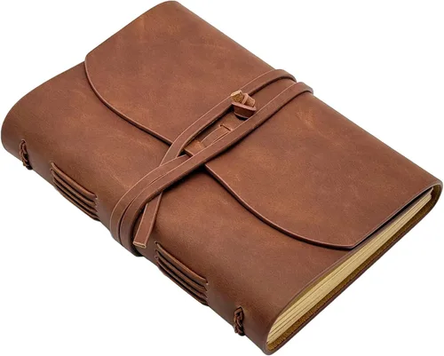 Miniatura 8 de Cuaderno de diario marrón – El mejor diario de cuero genuino fresco para escritores, tamaño A5, 6.2 x 8.5 pulgadas, bloc de notas para hombres