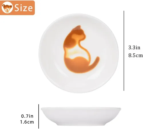 Miniatura 6 de Lindos platos de cerámica para salsas laterales de gato, mini plato de condimentos en forma de corazón, cuenco para sushi y soja, platillos