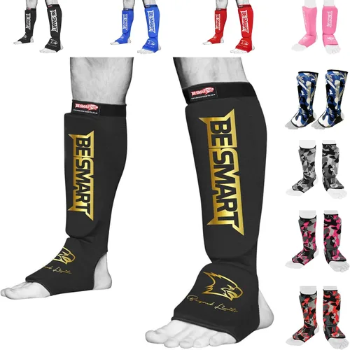 Miniatura 21 de Be Smart Espinilleras de Muay Thai MMA Kickboxing para Niños, Adultos, Jóvenes, Hombres y Mujeres, Protector de Empeine para Entrenamiento, Equipo