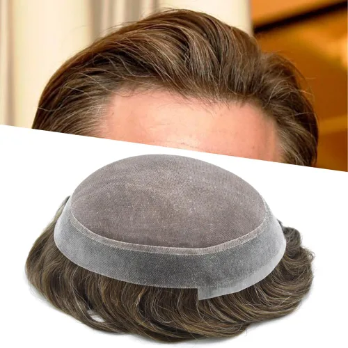 Miniatura 36 de Tupé para hombres, piezas de cabello humano real, sistema de unidades de cabello natural, línea capilar natural, pieza de repuesto para hombres