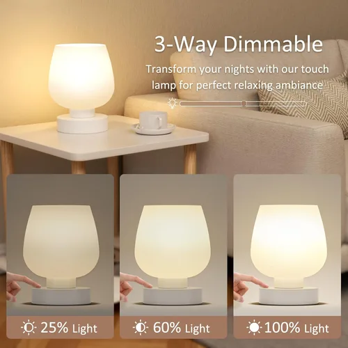 Miniatura 3 de Seealle Lámpara de mesa táctil para mesita de noche, pequeña lámpara de noche para dormitorio, sala de estar, mesita de noche, lámpara de escritorio