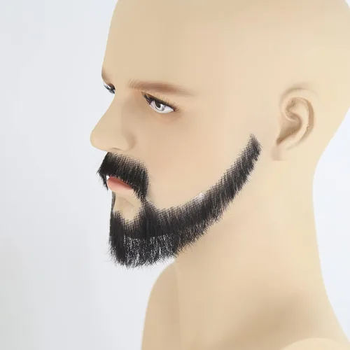 Miniatura 3 de Extensión de barba facial de cabello humano, bigote negro, disfraz de barba falsa para adultos y hombres, maquillaje realista de encaje, barbas