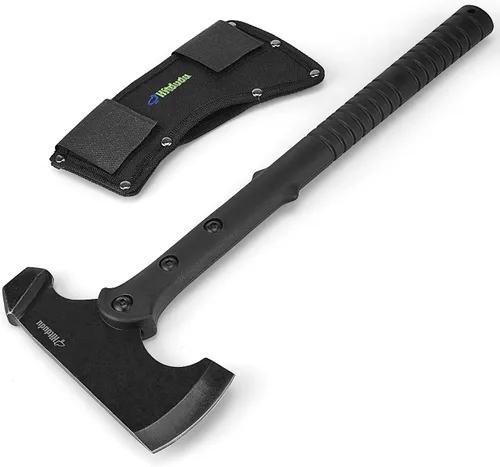Hitdudu Hacha y hacha de campamento, Tomahawk táctico de 15.7 pulgadas con cara de martillo, mango de fibra de nailon para supervivencia al aire