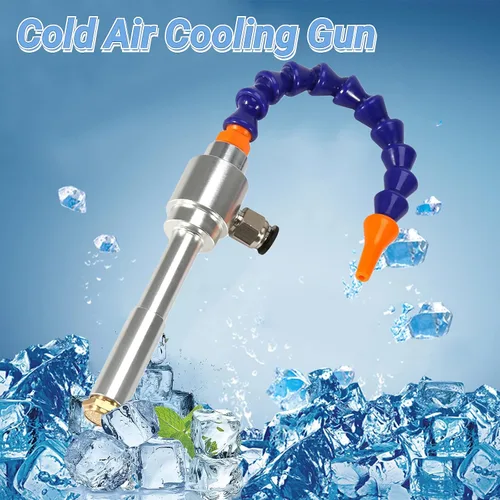 Miniatura 4 de Pistola de refrigeración de aire frío, 5.118 in Mini aleación de aluminio Vortex aire frío seco pistola de refrigeración con tubo flexible