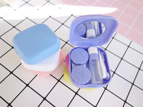 Miniatura 6 de Paquete de 6 fundas para lentes de contacto con espejo de inserción, ligero, compacto, portátil, juego de caja de lentes de contacto de viaje