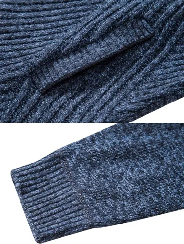 Miniatura 45 de VtuAOL Suéteres tipo cárdigan para hombre, con cremallera completa, cuello alto, cárdigan de punto casual con bolsillos