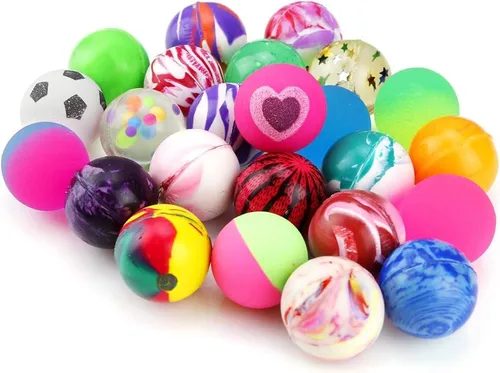 Pllieay 24 bolas rebotantes pequeñas para niños, bolas de goma de 0.98 pulgadas (0.984 in), relleno de bolsas de fiesta de colores mixtos para