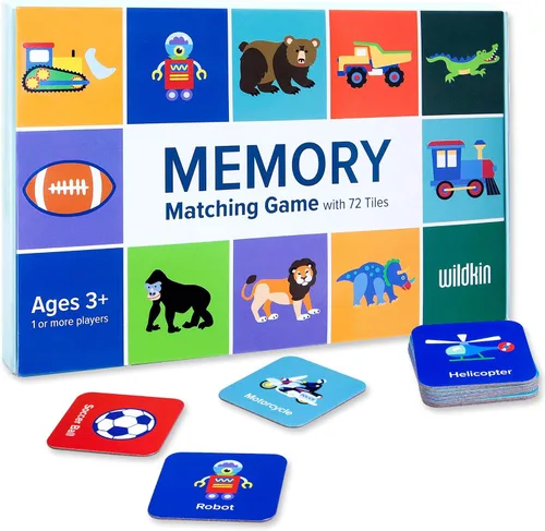 Wildkin Juego de Memoria y Coincidencia – 36 Pares Educativos para Niños Pequeños y Preescolar - Niño