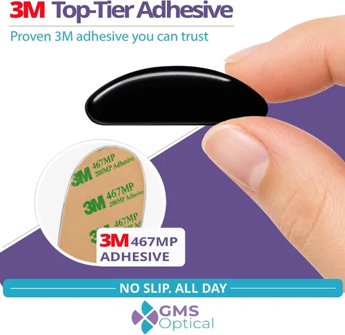 Miniatura 7 de GMS Optical® 0.1 in adhesivo antideslizante contorneado almohadillas de nariz de lente de silicona suave con súper pegajoso respaldo - 5 pares