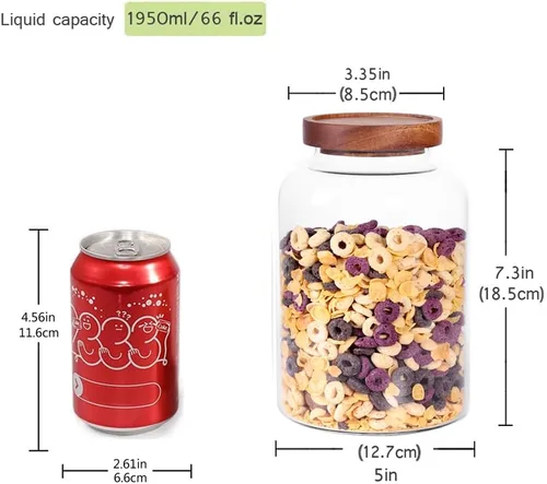 Miniatura 2 de LEAVES AND TREES Y Tarro de almacenamiento de vidrio grueso, recipiente de almacenamiento de alimentos con tapa de madera hermética para té, café
