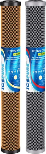 Miniatura 11 de ICEPURE Cartucho de filtro de agua de sedimentos de carbono CTO para toda la casa de 1 micrón, 20 x 2.5 pulgadas, compatible con C1-20, EP-20