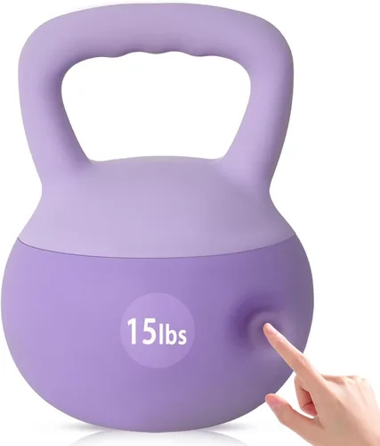 Miniatura 9 de soges Pesa rusa de PVC de una pieza con asas anchas, pesas rusas de entrenamiento de fuerza de 5 libras a 35 libras opcionales para mujeres