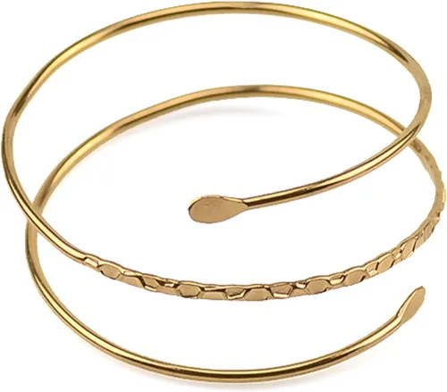 Caiyao Pulsera ajustable con brazo superior punk, brazalete abierto, pulsera de bobina, brazalete de hoja de remolino, minimalista, joyería vintage