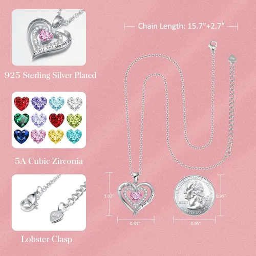 Miniatura 4 de Birthstone Jewelry Necklace for Women on Birthday Anniversary Presents for Wife Women Necklaces for Valentine's Day, Christmas, Mother's Day