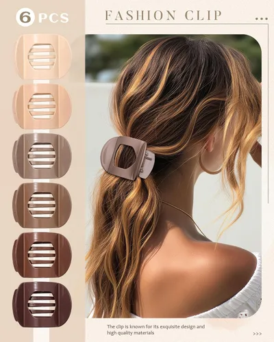 Miniatura 6 de AWAYTR 6 pinzas planas para el cabello para mujer, pinzas curvadas de agarre fuerte para cabello fino, pasadores de plástico antideslizantes
