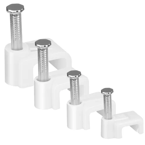 Miniatura 12 de LeMotech 200 clips de cable de 5/6/8/0.394 in, abrazaderas coaxiales de uñas para gestión de cables RG6 RG59 CAT5 CAT6 RJ45 abrazaderas coaxiales