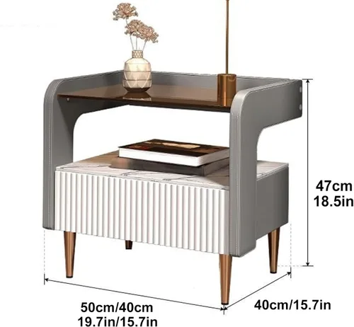 Miniatura 2 de Moderna mesita de noche de madera maciza con cajón, mesa de noche de madera de primera calidad, mesa auxiliar, Mesita de Noche para dormitorio