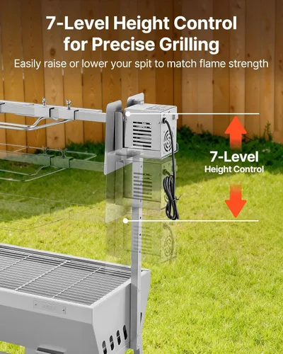 Miniatura 4 de VEVOR Parrilla asadora, asador de cerdo y cordero al aire libre de 37 pulgadas, asador de asador de carbón con capacidad de 132 libras, ruedas